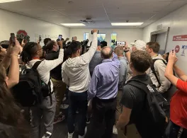 Press conference scrum
